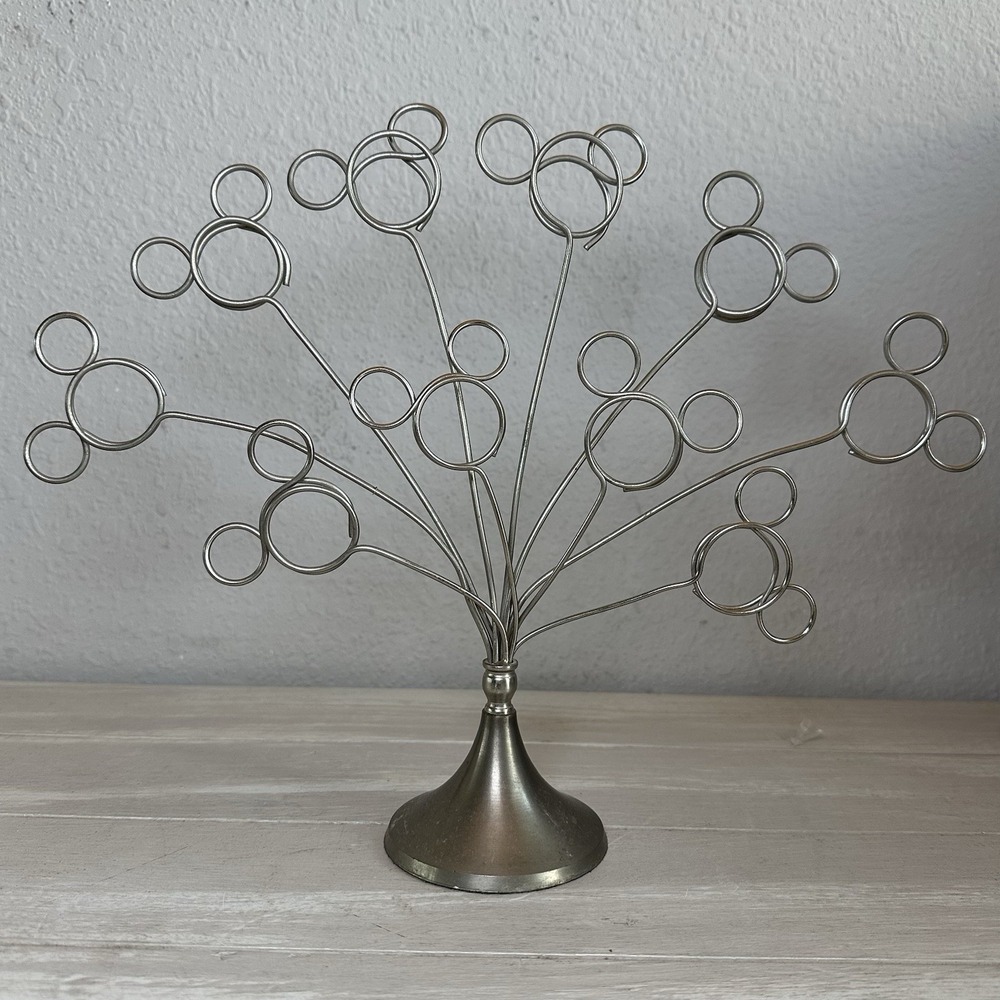 10 Loop Mickey Mouse Ears Silver Tone Metal Wire Photo Tree Photo Holder HTF - Picture 1 of 3
